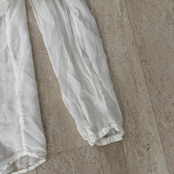 Johnny Was White Embroidered‎ Floral Eyelet Boho Sheer V Neck Blouse Top Size M - Picture 4 of 11